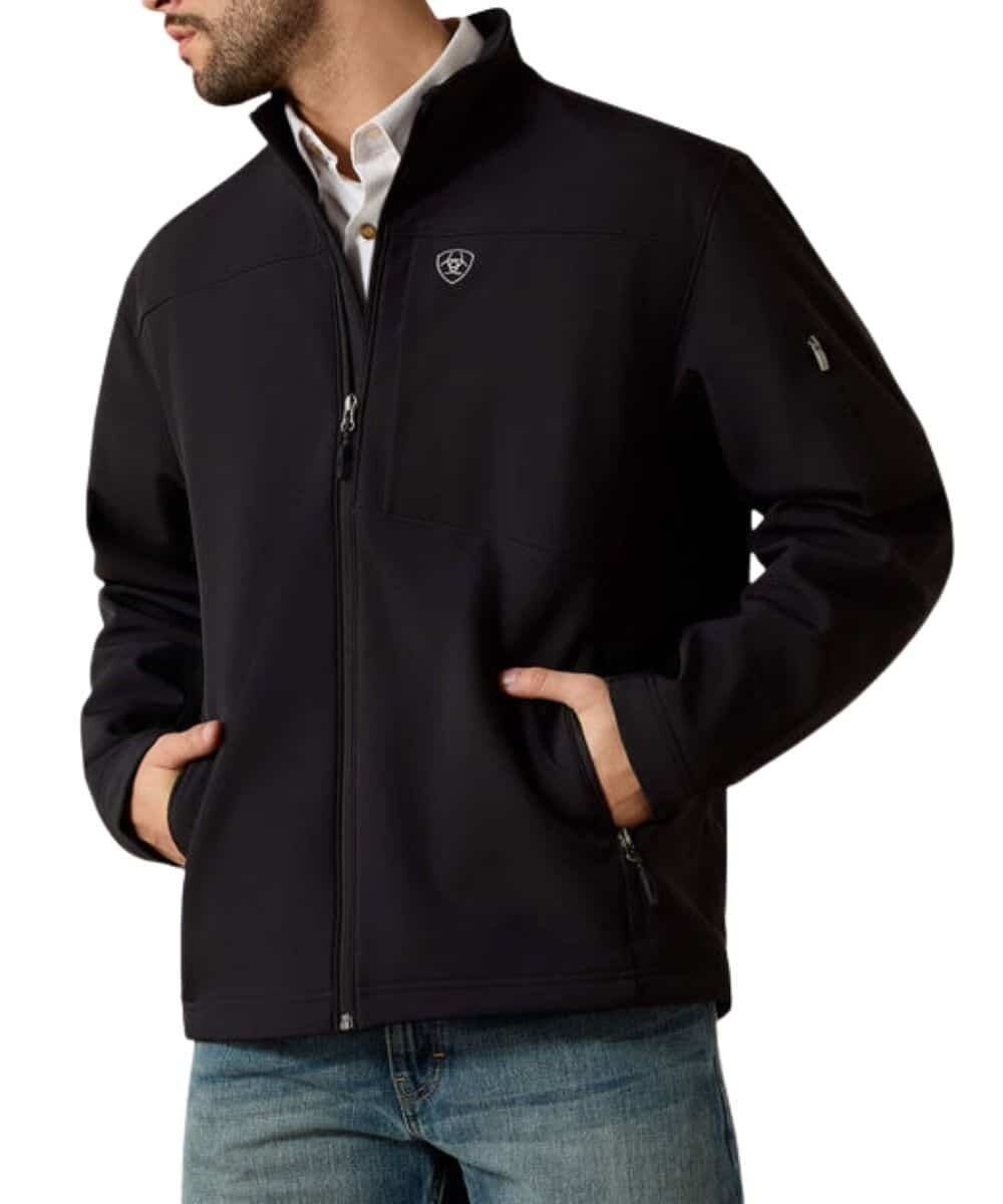 Ariat Men's Small Black Vernon 2.0 Full Zip Softshell Jacket Work Western HR11-5